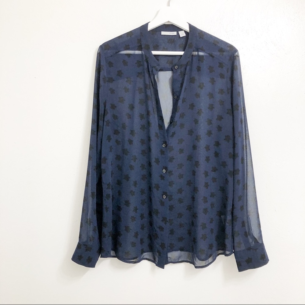 Halogen Star Print Sheer Blouse